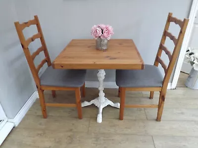 Heavy Cast Iron Pine Farmhouse Kitchen Dining Table And Chairs • £145