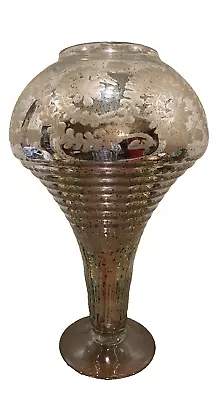 Rare 18 1/2  Tall Deco Style Mercury Glass Style Silvered Glass Vase • $275