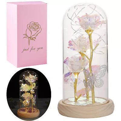 Eternal Rose Gift For Women Rose In Glass Dome Valentines Day Birthday Gifts NEW • $23.98