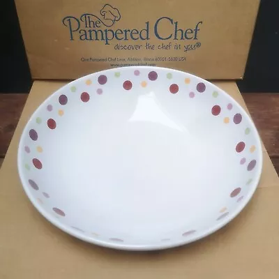 £19 • Buy Pampered Chef Serving Pasta Bowl Ceramic Salad Simple Editions Dots Spotted Used
