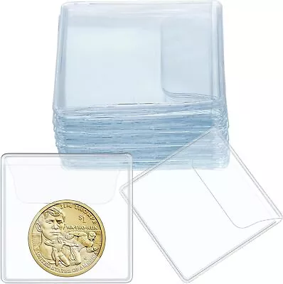 Single Pocket Coin Sleeves Collector Individual Clear Plastic 50PCS Square2.2in • $25