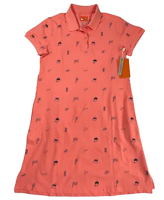 £44.86 • Buy NIKE Womens Paris Polo Printed Tennis Dress Pink Size Medium All Over Print NWT