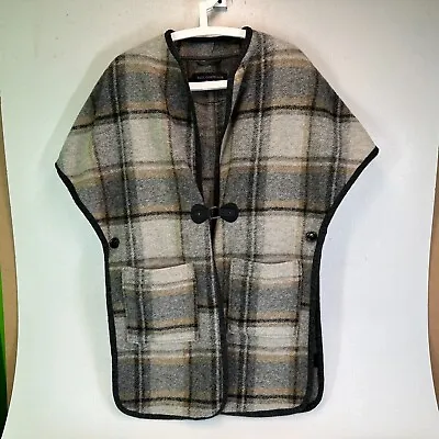 Paul Costelloe Poncho Cape Coat Wool Blend Check Size UK 8 (XS)  VGC • $28.58