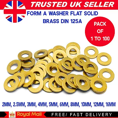 M2 M2.5 M3 M4 M5 M6 M8 M10 M12 M16 Form A Washer Flat Solid Brass Din 125a • £0.99