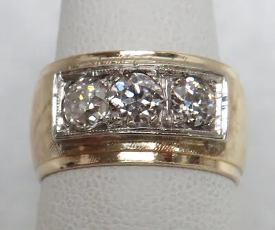 CLASSIC VINTAGE 1ct TW (3 / 1/3ct) GEM DIAMONDS 14K GOLD BAND RING SIZE 6 1/4 • $1325