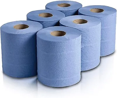 Centrefeed Blue White Rolls 2ply Embossed Kitchen Hand Wipes Paper Towel Tissue • £14.69