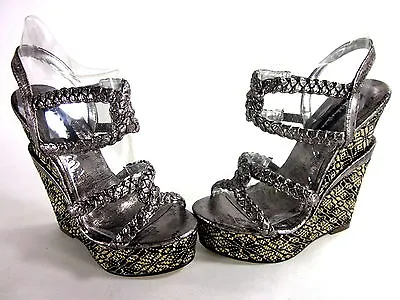 Michael Antonio Women's Geena Wedge Sandals Silver Synthetic Us Size 6 M Import • $36