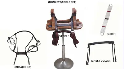 Donkey And Mule Saddle Set Made By Sheesham Wood And  Buffalo Drum Dyed Leather • $410