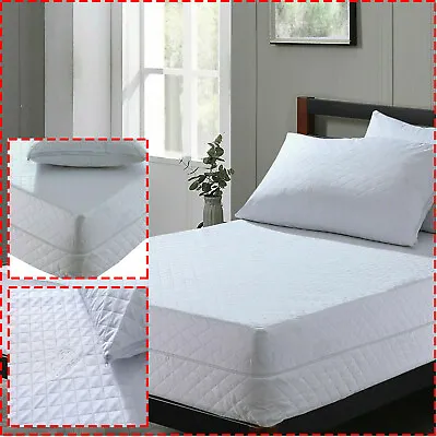 £21.99 • Buy Quilted Zipped Mattress Protector Cover Anti Bed Bug Total Encasement All Sizes