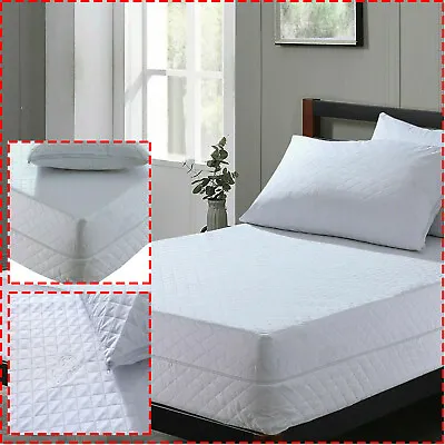 Quilted Zipped Mattress Protector Cover Anti Bed Bug Total Encasement All Sizes • £6.99