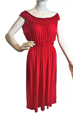 Melissa Masse Made To Measure SZ 14 / LG Holiday Red Stretch Jersey Midi Dress • $19