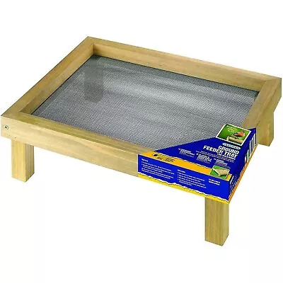 Gardman Wooden Bird Feeder Tray For Ground Feeding Wild Birds Metal Micromesh • £15.87