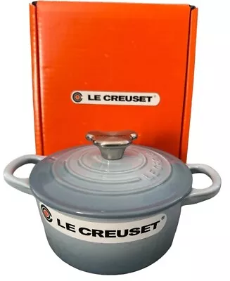 Le Creuset Round Casserole Cast Iron 14 Cm /1 Qt W/ Bear Knob-Coastal Blue-NWB • £240.32