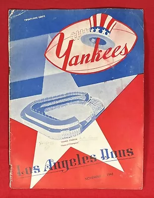 Vintage AAFC 1948 New York Yankees Vs Los Angeles Dons Football Game Program Old • $71.99