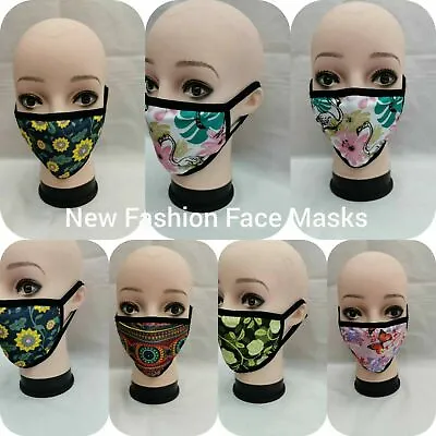 Pack Of 2 Fashion Face Cover Mask Protective Reusable Washable Dust UK Seller • £4.49