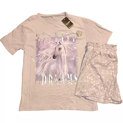 Girls Believe.In.Dreams Cosy Unicorn NightWear Jammies 2pc P.J Set New • £6.99