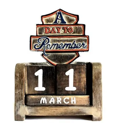 £11.99 • Buy WOODEN BLOCKS  CALENDAR Pen Holder A Day To Remember Carved Sign Handcrafted