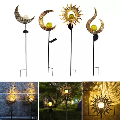 LED Stake Light Solar Sun Moon Flame Flamingo Garden Lawn Landscape Lamp Decor • £13.95