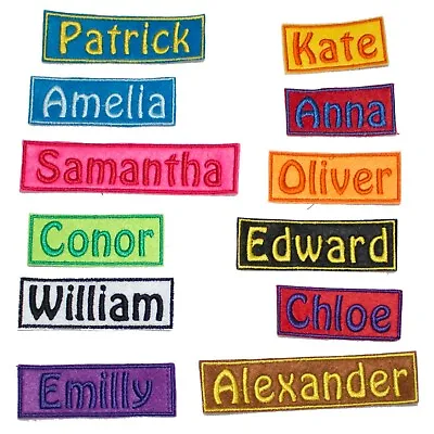 £3.98 • Buy Personalised Embroidery Name Rectangle Patch Badge Iron On Sew On 18mm Font