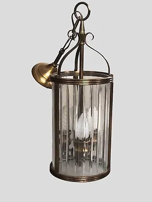 Vintage French Large Hall Lantern With Reeded Glass Panel • £365