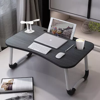 Folding Laptop Bed Tray Table Stand Portable Study Desk With USB/Mini Fan/Light • £14.94