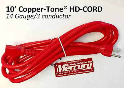 10ft Heavy Duty Copper-Tone® Power Cord - Mercury Mag Audiophile Guitar AC Cable • $36