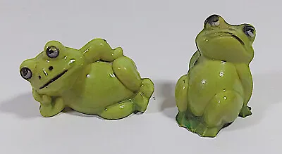 Vintage Frog Figurine Lot 1in Green Pair Miniature Hong Kong Figure Plastic • $4.99