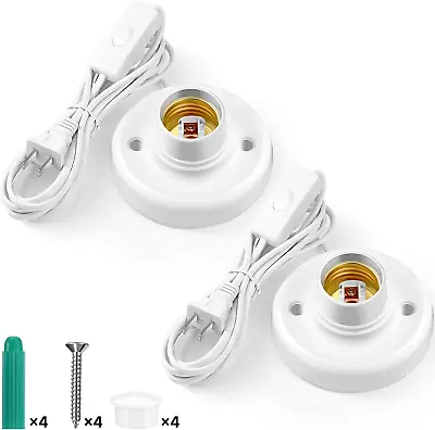 2 Pcs Light Socket With Cord Light Bulb Base E26/ E27 Lamp Base Desktop 9.84 ... • $32.93