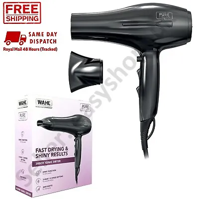 2000W Hairdryer Wahl Professional Black Ionic Style Lightweight Hair Blow Dryer • £21.99