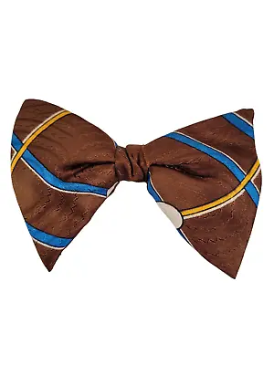 Vintage Bow Tie Clip On Royal Rust Resistant Bowtie Brown Yellow Blue • $12.99