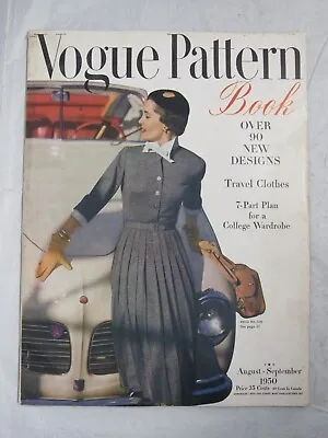 Vogue Pattern Book  August September  1950  Fashion Illustration Photography • $24.99