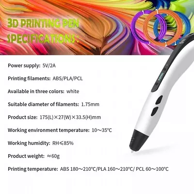 GEEETECH 3D Printing Drawing Pen GT-21 White Crafting Model PLA/ABS Filament NEW • $36