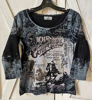 Womens Vanilla Sugar Crystal Black Pink Wild West Cowgirl Western Shirt S Small • $30