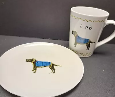 The Company Store Dog Mug Plate Set Lab Labrador Retriever White  • $12