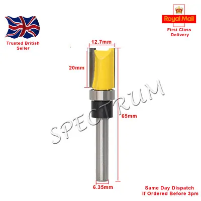 £4.49 • Buy Mortise / Template Flush Trim Router Bit. 1/4” Shank.  20mm X 12.7mm X 63mm (Y)