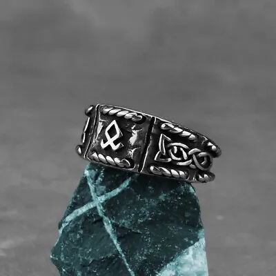 Men's Fashion Ring Viking Nordic Rune Design Stainless Steel • $12.95