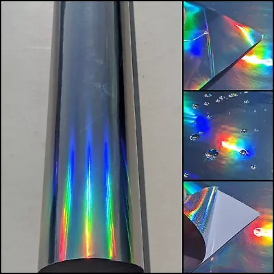 Chrome Silver Holographic Laser Iridescent Vinyl Car Wrap - ANY SIZE - AIR FREE • £5.25