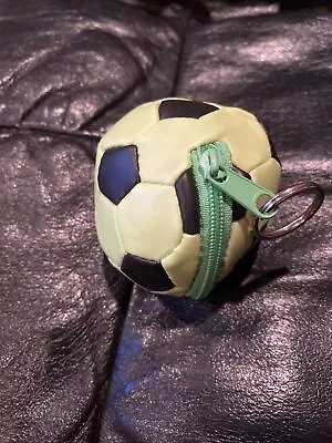 SOCCER RARE VINTAGE Black & Green Soccer Ball Change Purse Keychain Free Ship • $7.99