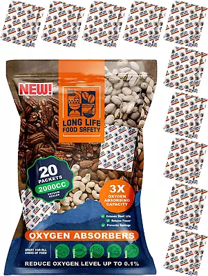 2000Cc Oxygen Absorbers For Food Storage (20 Packets - Individually Vacuum Seale • $44.79
