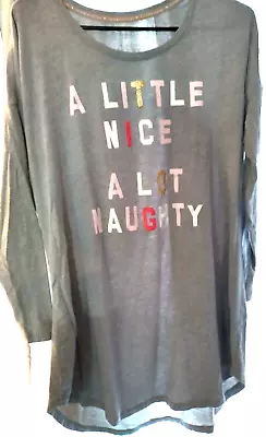 Victorias Secret Womens Top Medium Pajama Tee Shirt A Little Naughty Gray • $5.99