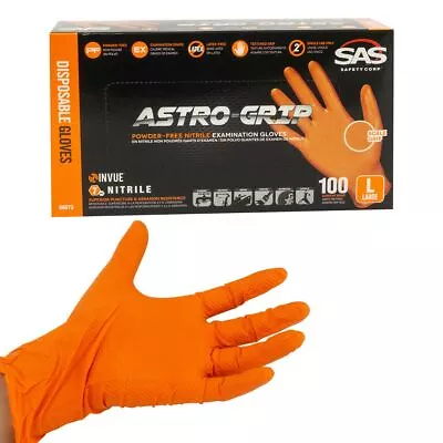 SAS ASTRO GRIP ORANGE Powder Free Nitrile Gloves Mechanics Tattoo 7 MIL 100/BX • $21.59