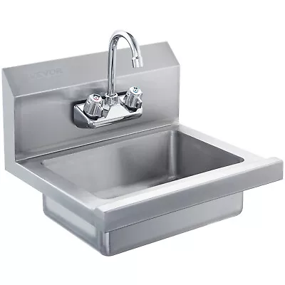 VEVOR Wall Mount NSF Hand Wash Sink Commercial Utility Sink Stainless Steel • $98.99