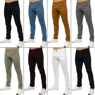 Kruze Mens Chino Trousers Slim Fit Skinny Leg Stretch Cotton Pants Jeans UK Size • £14.99