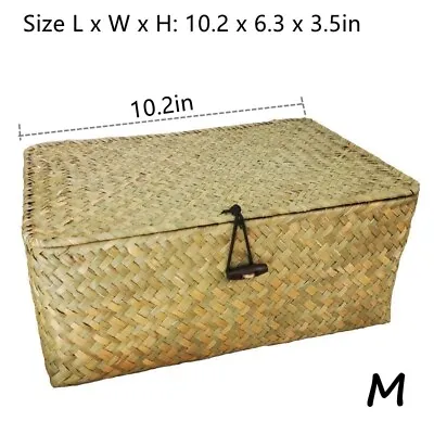 £22.48 • Buy Woven Wicker Storage Bins With Lid&Lock Seagrass Shelf XMAS Hamper Basket