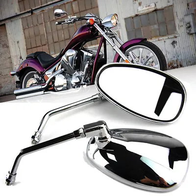 Motorcycle Side Mirrors Chrome For Honda Shadow Spirit 750 1100 VTX1300 VTX1800 • $21.51