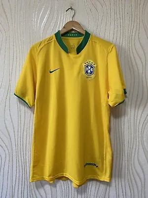 BRASIL 2007 2008 HOME FOOTBALL SHIRT SOCCER JERSEY NIKE Sz L MEN YELLOW • $89.99