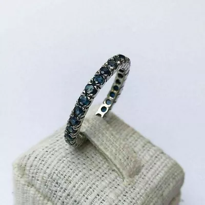 2.00Ct Round Cut Lab Created Sapphire Eternity Band Ring 14K White Gold Plated • $113.39