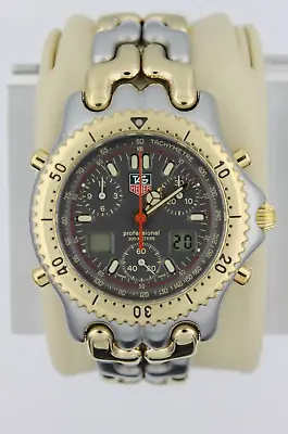Tag Heuer Mens Watch S25.206 SEL CG1122.BB0424 Link Gold Silver Gray Chronograph • $890