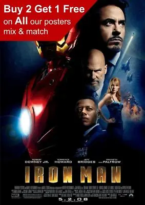 Iron Man 2008 Movie Poster A5 A4 A3 A2 A1 • £1.49