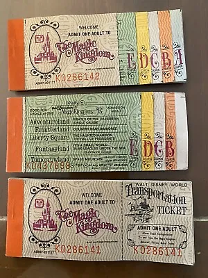 Vintage Walt Disney The Magic Kingdom Tickets (3) 1977 • $180